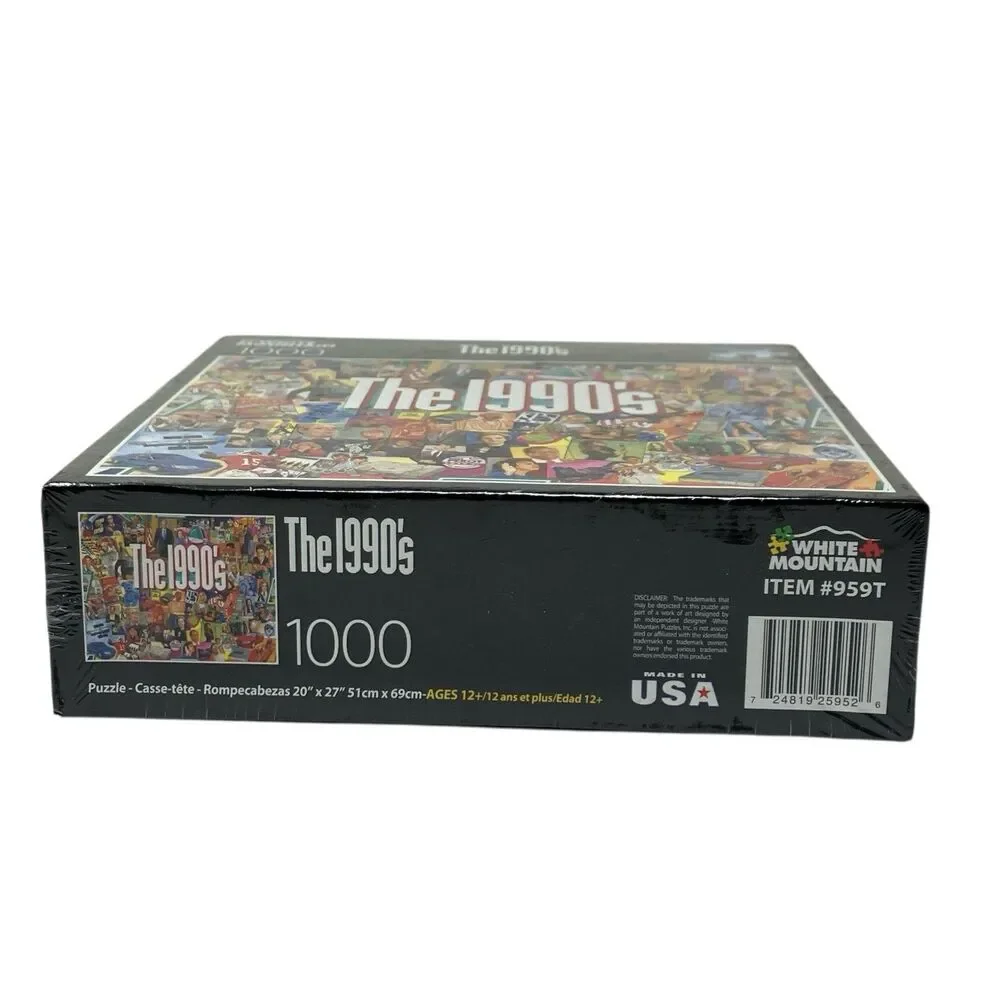 White Mountain 1990s Puzzle 1000 Piece Sealed Y2K‎ Retro Pop Culture Collage